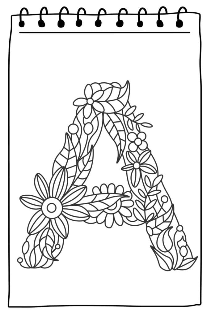 LETTER FLOWER COLORING PAGES